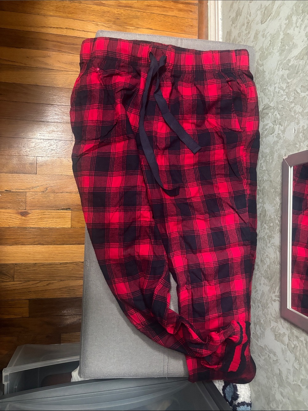 aerie Red & Black Plaid Pajama Pants - Drawstring Waist